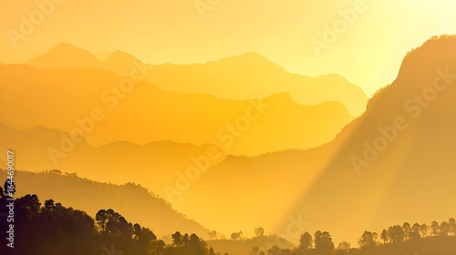 Wallpaper Mural Golden sunrise over layered mountain ranges. Torontodigital.ca