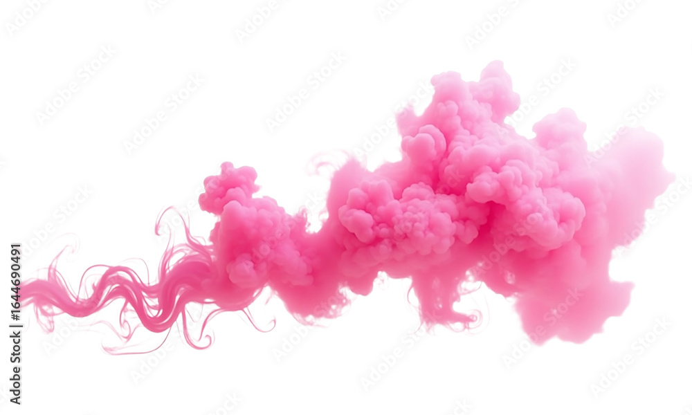 Fototapeta premium Pink ink cloud swirling abstract isolated on transparent background
