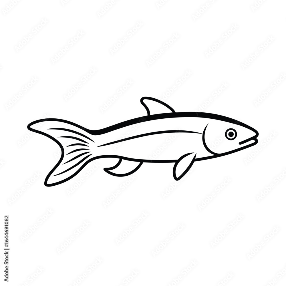 Fototapeta premium thin line vector art of a loach in side profile .eps