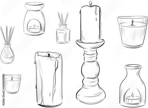 Set of decorative candles vector