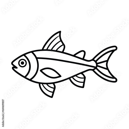  thin line vector art of a rummy nose tetra in sid.eps