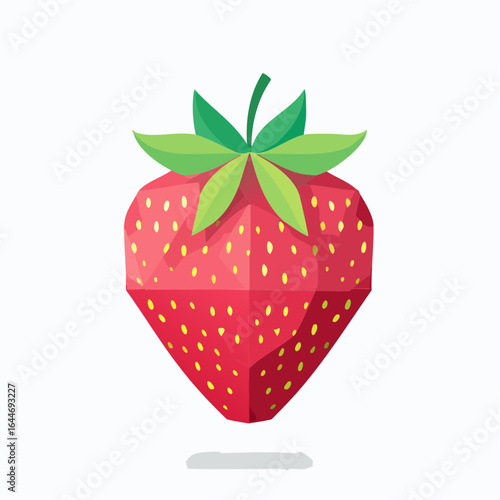 An angular take on a strawberry, crafted with crisp geometric design in vibrant colors.