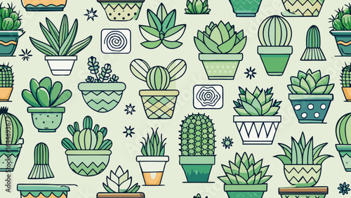 A collection of potted green succulents and cacti in various pots cactus potted plant