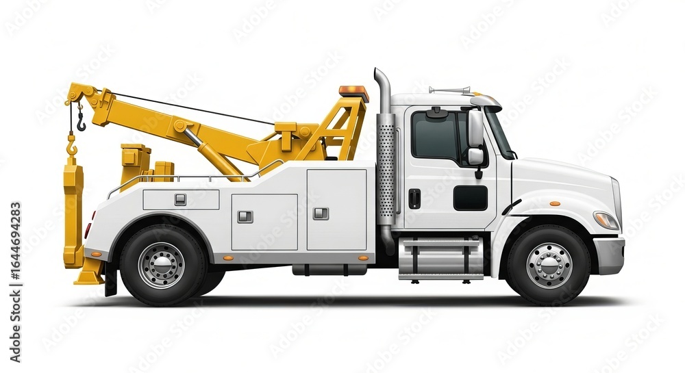Fototapeta premium Tow truck for roadside assistance and vehicle recovery isolated on white background