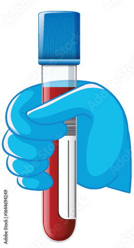 Gloved Hand Holding Blood Sample Test Tube