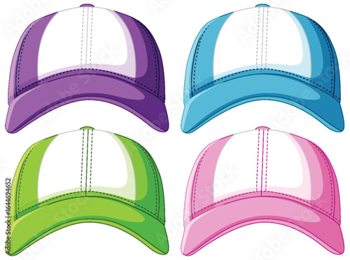 Colorful Baseball Caps Vector Illustration