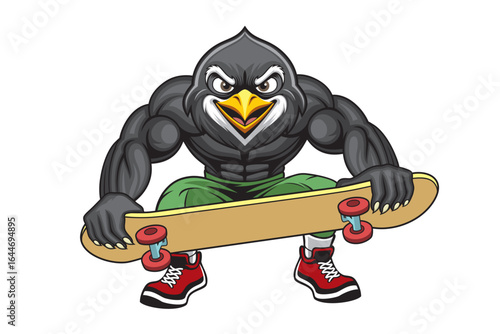 penguin skateboarding cartoon vector illustration design