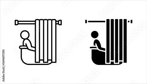bathtub linear icon set. Thin line illustration on white background. Taking bath. Contour symbol.