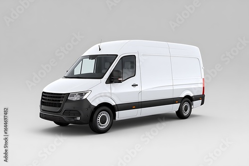 Modern White Cargo Van Vehicle Transporting Goods for Delivery Services