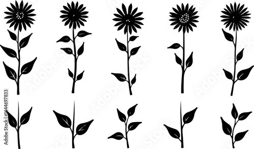 Sunflower Silhouettes – Elegant Floral Vector Set