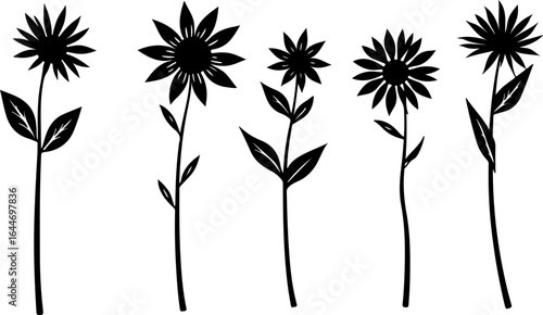 Sunflower Silhouettes – Elegant Floral Vector Set
