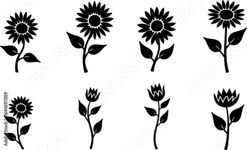 Sunflower Silhouettes – Elegant Floral Vector Set