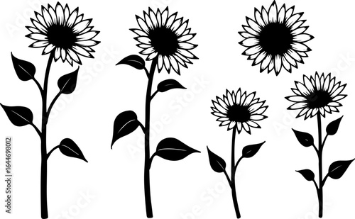 Sunflower Silhouettes – Elegant Floral Vector Set