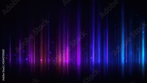 Abstract vibrant vertical light streaks on dark background