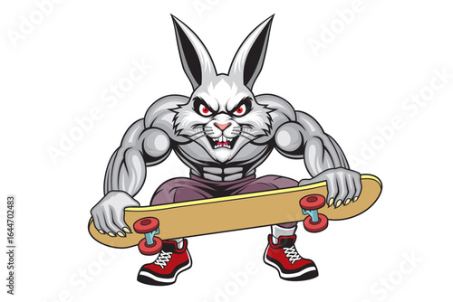 rabbit skateboarding cartoon mascot vector design