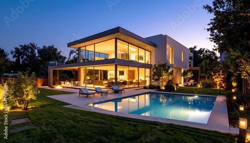 Wallpaper Mural Modern house exterior at twilight Torontodigital.ca