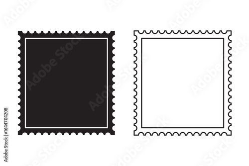 Blank Postage Stamps. Light Postage Stamps on gray background. Empty blank postage stamps different size in white isolated on beige background. Blank frames for letter. Vector illustration. 