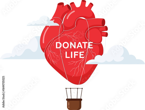 Inspirational Heart-Shaped Balloon Symbolizing Donation and Life Support