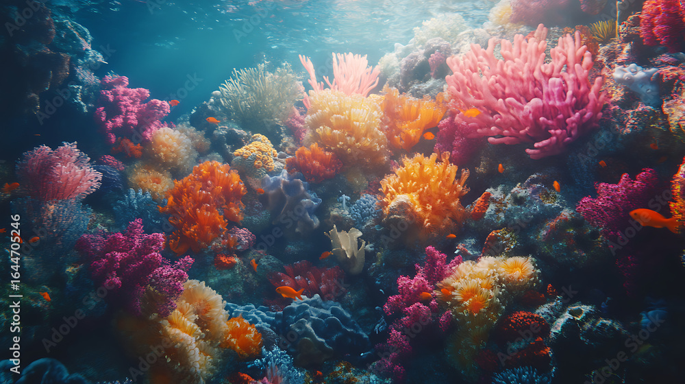 Fototapeta premium Colorful coral reef underwater scene