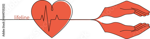 symbolic health awareness illustration depicting heartbeat within a heart shape connected to