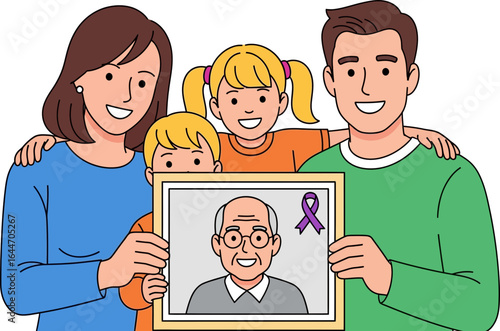 Family Celebrates Grandfather’s Honor with Portrait Display and Joyful Expression