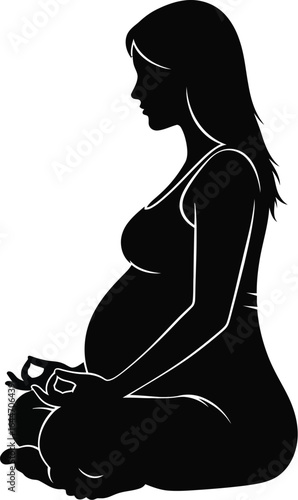 Pregnant woman meditating in lotus position, showcasing a peaceful and mindful approach to pregnancy and motherhood