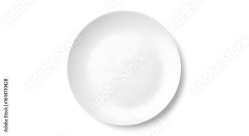 Minimalist White Plate on White Background, Top View, Clean and Simple Design, Food Presentation