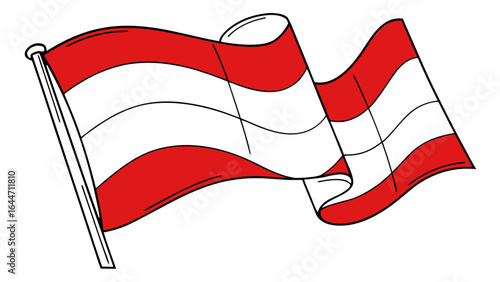 Indonesia Independence Day Waving Flag with Smooth Curves Vector

