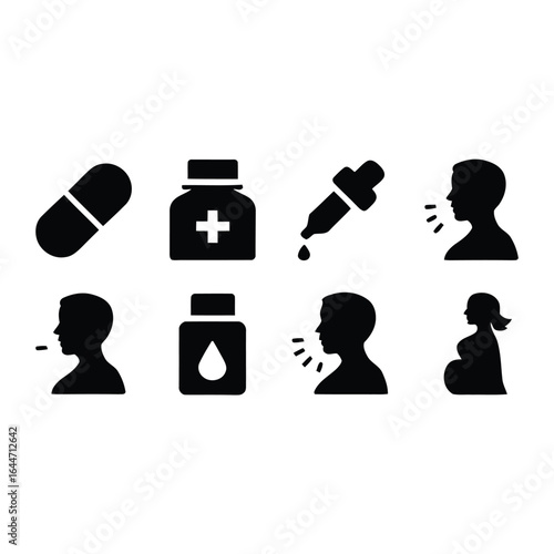 Medical icons representing illness and treatment options