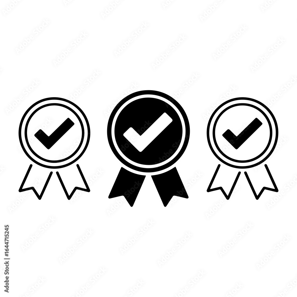 Obraz premium Award ribbons with check marks approved verified