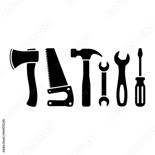 Axe saw hammer wrenches screwdriver vector