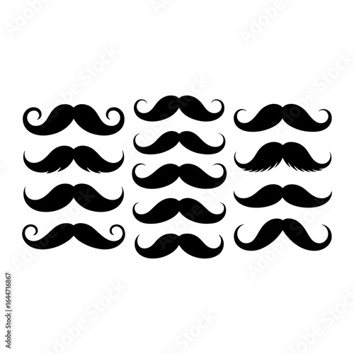 Black mustache collection facial hair vintage