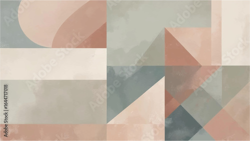 Abstract design of shapes in pale earthy watercolor tones. Suitable for backgrounds, print materials, and artistic projects that require a calming aesthetic.
