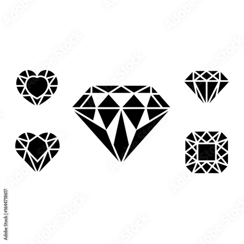 Faceted gems heart shape diamond square gemstone jewelry