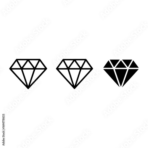 Faceted gemstone icons diamond jewel