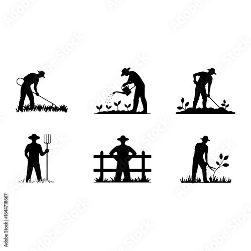 Farmer working with farm tools and plants agriculture