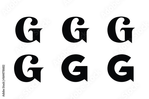 Six Black Capital Letter G Symbols Arranged in Two Rows capital G alphabet G