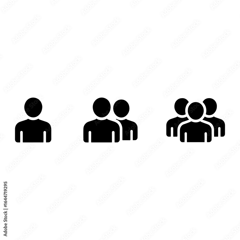 Group of people icons silhouette black Group of people icons silhouette black