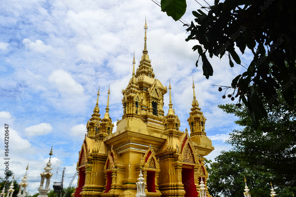 Fototapeta premium Pagoda, Lanna Architecture, Symbols of Buddhism, South East Asia at Wat Khamat, Chiang Mai, Northern Thailand