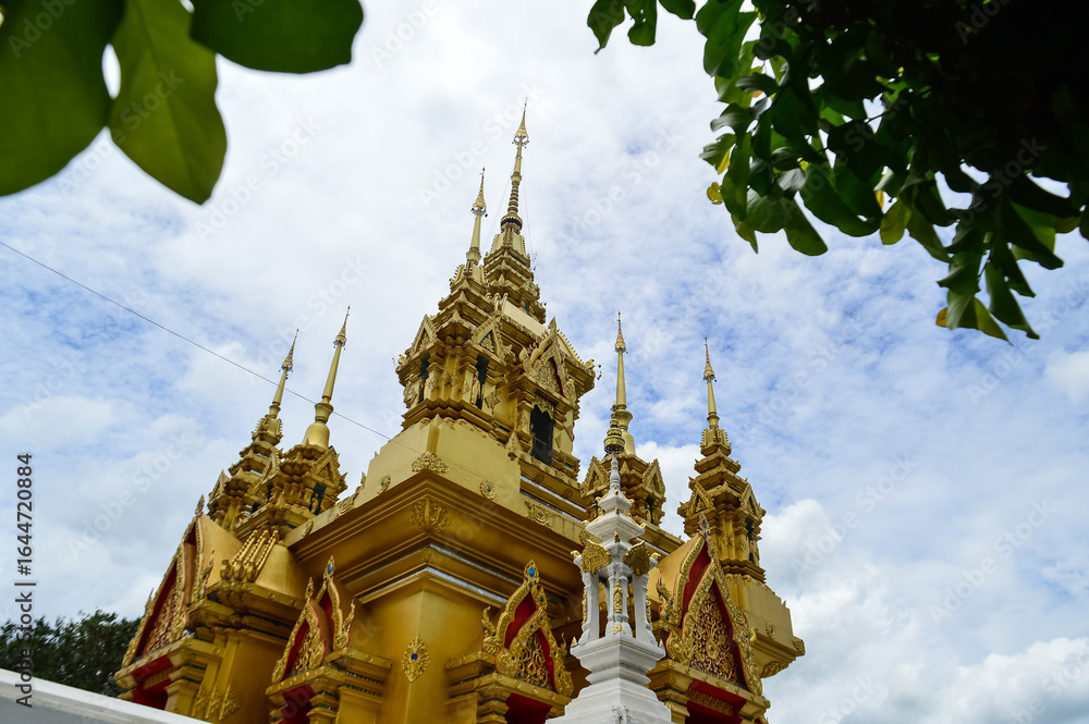 Fototapeta premium Pagoda, Lanna Architecture, Symbols of Buddhism, South East Asia at Wat Khamat, Chiang Mai, Northern Thailand