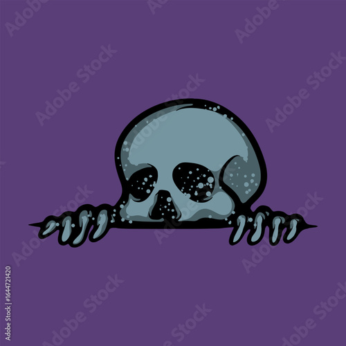 Peeking skull cartoon vector illustration