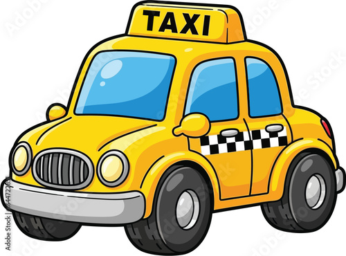 Cartoon Yellow Taxi Cab Vector