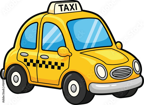 Cartoon Yellow Taxi Cab Vector