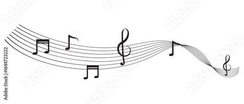 music notes icon with wave isolated. vector illustration of a musical notes.