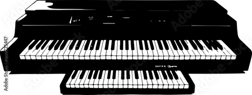 "Grand Piano and Upright Piano Silhouette Illustration" vector