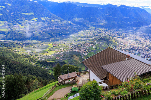Wallpaper Mural View from Hochmuth mountain station towards valley Etschtal with panorama of Tirol (Dorf Tirol) and Merano in South Tyrol, Italy Torontodigital.ca