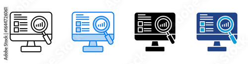 Monitoring icon set multiple style collection
