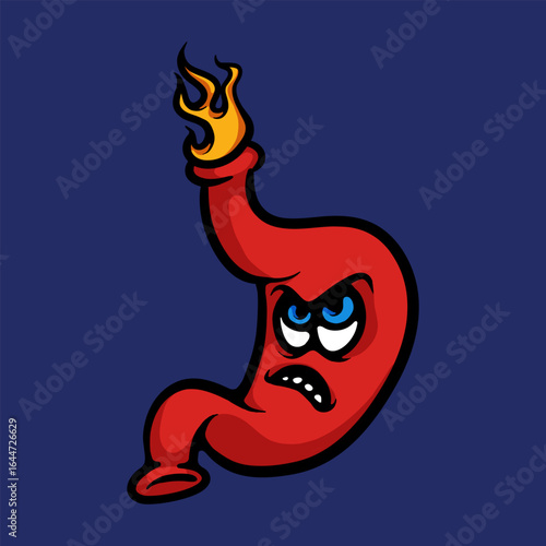 Burning stomach cartoon vector illustration