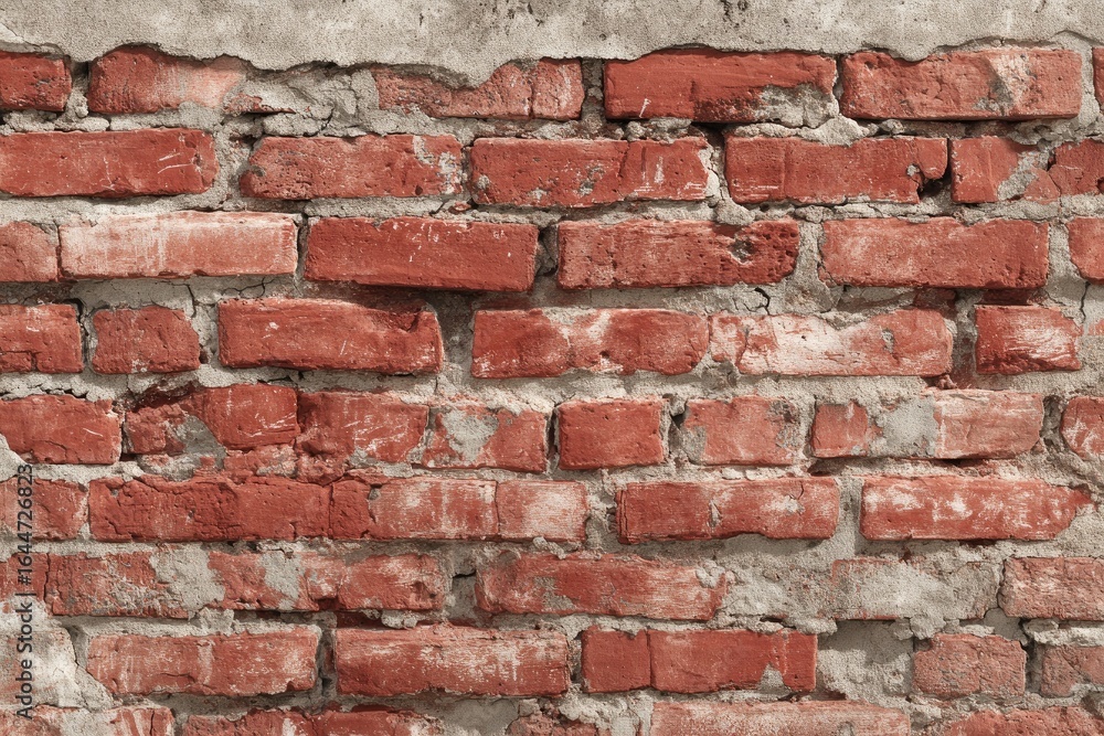 Obraz premium Rustic brick wall with crumbling mortar
