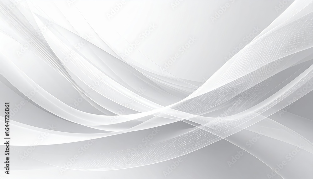 Fototapeta premium Abstract futuristic background with soft, flowing white and blue lines forming a smooth wave pattern